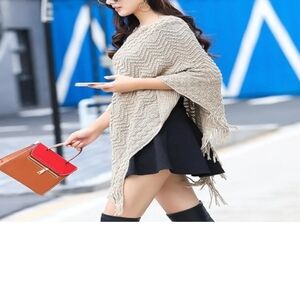 Shawl Cape in tan color one size fits all new
